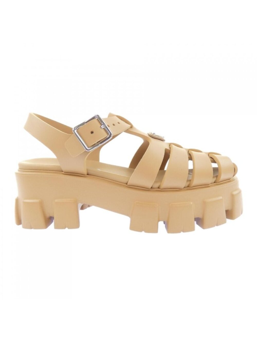 Prada Triangle Logo Monolith Foam Rubber Sandals